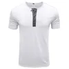 T-shirt da uomo Uomo Primavera Estate Retro Business Casual Viaggio Multi bottoni O Collo Solid Boy T Shirt Manica corta Top Camicetta Crop TopUomo