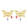 Papillon boucles d'oreilles pour femmes coloré pierre perlée Animal en forme de pendentif boucles d'oreilles bijoux de mode