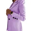 Dwuczęściowe spodnie kobiet Purple Women Bussiness Suit One Button Notched Lapel Slim Lady Blazer Set Set Office Kobiece Ubranie