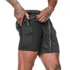 Summer men's double deck Beach Shorts Large Mesh breathable fitness training pants sports casual Capris