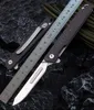 1PCS最高品質のアートワークカービングナイフ440Cサテンブレードカーボンファイバー  ステンレス鋼シートベアリングフリッパー折りたたみナイフ