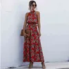 Vrouwen lange jurk zwarte zomer casual bloem bloemen ruche midi sundresses polka-dot kleding vakantie 2022 rode jurken voor vrouwen G220510
