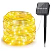 Strings LED Solar Rope Lights 100 8 Modi Copper Wire Fairy Outdoor Waterdichte aangedreven Tuinhek PVC Tube String Lampled