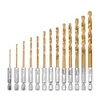 Titanium Coated HSS Helical Drill Bits High Speed Steel Helical Drill Bits Set with Hex Rod