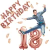 18. Gül Altın Doğum Günü Partisi Dekorasyonu Mutlu Yıllar Banner Helyum Numarası Balon 18 XXL 2 Gül Altın Saçak Perde Lateks 220527