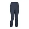 L-146 Leggings cintura alta Yoga Cropped Feminino Sem costura frontal Naked Feel Fitness Esportes Calça Capri Calça de moletom justa para academia