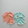 MILANCEL Summer Baby Suit Cute Bear Tees and Solid Loose Shorts Gitls 2Pcs Korean Casul Infant Sets Cotton Toddler Clothes 220507