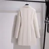 Kadın Trençkotlar Moda Ceket Elbise Kadın 2022 İlkbahar Sonbahar Rüzgarlık Kadın Artı Boyutu 4XL Siyah Beyaz Kemer Blazer VintageWomen's