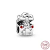 925 Sterling Silver Ciondola Charm Glitter Albero di Natale Renna Pupazzo di neve Sweet Home Perline Bead Fit Pandora Charms Bracciale Accessori gioielli fai da te