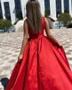 Red One Shoulder Split Prom Dress 2022 Dames Formele Party Night Vestidos de Gala A-lijn Satijn Elegante Eenvoudige lange avondjurken