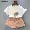 Melario Baumwolle Mädchen Kleidung Sets Sommer Weste Zwei Stück Ärmellose Kinder Mode Kleidung Anzug Casual Dot Outfits 220620