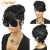 Ombre Bourgogne Rouge Court Pixie Cut Perruque de cheveux Humains Ondulés Naturels Perruques Avec Frange Brésilien Remy Cheveux Pour Les Femmes Noires Pleine Machine Ma2985531