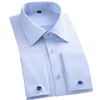 Franska manschettens formella affärsklänningsskjorta Solid Male Party Wedding Tuxedo -skjortor med manschettknappar 220321