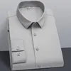 Camicie solide elasticizzate per uomo senza taschino manica lunga camicia da lavoro morbida camicia casual confortevole S ~ 6xl Abbigliamento uomo 220323