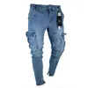 Mens Jeans Denim Pocket Pencil Cargo Pants Summer Autumn Thin Slim Regular Fit Jeans Men Elasticity Stretchy Trousers Male G0104