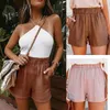 Damesshorts Casual korte broek Effen kleur Elastisch Hoge taille Broek Thuiscomfort Zomer Damesbroek Koreaanse mode Zak W220322