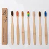 Trä regnbåge tandborste miljön bambu fiber trähandtag tandborste blekande regnbåge
