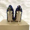 Designer-Color perle célébrité talons hauts femmes 12cm pointu talon mince bouche peu profonde chaussures simples