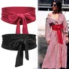 Aecibzo 9 Colors Suede Waist Belts Wide Corset Cinch Dress Cummerbunds Bowknot Self Tie Wrap Around Obi Band 220407