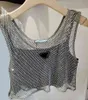 Designer kleding Mode Temperament Driehoek Badge Diamant Vest Jarretel Top 2 delig pak Camis vrouwen sexy mouwen Zomer vestHYZ7