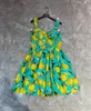 2022 European Luxury Dress Designer Design Green Foundation Makeup Lemon Cotton Suspender Dress3194954