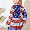 Женская футболка с размером American USA Flag Stars Печать классические футболки с длинными рукавами эстетическая футболка Lady Summer Tops 5xl 6xlwomen '