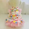 Dog Apparel Pet Strawberry Cake Dress For Girls Cat Sweet Gauze Princess Lace Clothes Summer Bow Skirt Puppy KittenDog