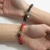 Strand Beaded Strands 2pcs / set Bracelet en perles de pierre naturelle pour les amoureux Pendentif en forme de coeur Aimant Attraction Couple Bracelets Amis