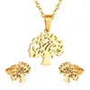 Earrings & Necklace Women Christmas Tree Set Fashion Jewelry Gold/Steel Color Wedding/Engagement Sets GiftEarrings