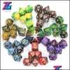 屋外のゲービングレジャースポーツゲーム2色のサイコロセットD4-D20ダンジョンとダーゴンRPG MTGボードゲーム7PCS/セットドロップ配信2021 QYHXN