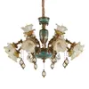 Pendant Lamps French Zinc Alloy Retro Chandelier European Living Room Lamp Luxurious Grand Garden Dining Bedroom Ceramic Crystal LampPendant