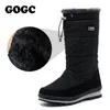 GOGC MIDCALF 여성 방수 눈 여성 겨울 하이 부츠 여성 검은 신발 G9637 Y200115