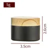 2022 5G Kleine zwarte glazen pot mat zwart met plastic deksel flessen cap bamboe hout stam ronde wascrème cosmetische container 5ml custom