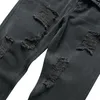 Mäns Jeans Ripped Straight Slim Fit Fashion Street Non-stretch Denim Brousers