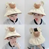 Korean Style Baby Sun Hat With Ears Cartoon Bear Boys Girls Empty Top Hat Summer Adjustable Caps For Children