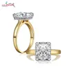 COLORFISH Luxury 4 Carat Princess Cut Sona Solitaire Engagement Ring Gold Color Tow Tone 925 Sterling Silver Ring For Women C181222478001