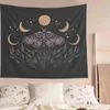 Butterfly Moon Phase Carpet Wall Hanging Bohemian Gypsy Psychedelic Tapiz Black Sun Witchcraft Prophecy Decor J220804