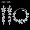 Mecresh Bridal Sieraden Weddingaccessoires Crystal Color Sieraden Sets Leaf oorbellen Bracelet voor vrouwen SL0EH282 201222