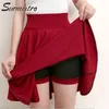 Surmiitro Shorts Saias Verão Moda Escola Estilo Coreano Vermelho Mini Aesthetic Plissado Alto Cintura Saia Feminino 220401