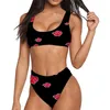 Red Cloud Print Swimwear Women Crop Tops Bikini Two Piece Bathing Suit Push Up Vest Panties Beach Swimsuit Maillot De Bain Femme 220616