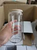 2 Days Delivery 12oz Sublimation Glass Beer Tumblers with Bamboo Lid Straw DIY Frosted Clear Drinking Utensil Coffee Mugs Beer Juice Cold Cups US Stock