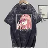 Kvinnors t-shirt älskling i Franxx Anime Harajuku Zero Två Young Beauty Girl Print Shirt Women Eesthetic Tie-Dye Tee Ulzzang Tops Femal