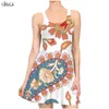 Paisley National Flower Dress 3D Print Fashion Female Sleeveless Gown Sexig Slim Harajuku Style Womens Clothing 220617