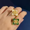 Nouvelle arrivée mode trèfle à quatre feuilles pendentif bande anneaux bijoux de créateur or argent nacre vert fleur anneaux lien chaîne cadeau pour femme