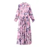 Summer Florla Chiffon Single-Breasted Midi Dress Women Clothing Vintage BodyCon Long Dress Fashion Evening Vestidos 220517