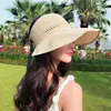 Fashion pieghevole per cappello da sole Travel Beach UV Protezione da prua con padelle di paglia da arco Lady Summer Top vuoto Big Brim Gatco