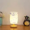 Modern Solid Wood Table Lamps Simple Fabric Print Table Lamp for Bedroom Bedside Lamp USB Plug Home Decor Table Light H220423