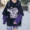 Deeptown Kawaii Hoodie Women Gamer Girl Anime Oversized Sweatshirt Black Harajuku Hoodies High Street Kpop Cute Pullovers E 220406