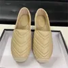 Lüks Tasarımcı Espadrilles Kadın Günlük Ayakkabılar Yaz Bahar Platformu Mektup Toka Loafer Girls ile Gerçek Deri Hasta Sole Boyut 34-42