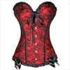 Bustiers Corsets Plus Size 6XL Sexig Gothic Satin Spets Korsett Top G-string Kjol Bustier Mini Tutu Bröllopsklänning Kostym Svart UnderkläderBust